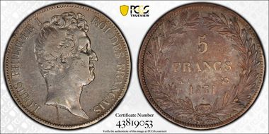 1831-K 5 Fr Gad-676 F-315 Tête nue N1