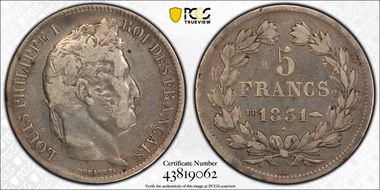 1831-BB 5 Fr Gad-677a Tête laurée - en relief N1