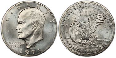 1971-S $1 FS-401, Peg Leg MS65