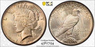 1927 $1 VAM 2 Doubled Motto MS62