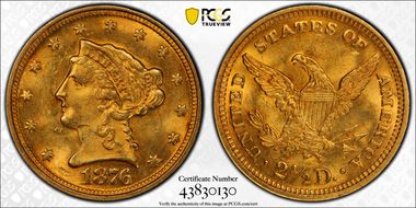 1876 $2.50 MS64