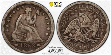 1853 25C Arrows and Rays VF20