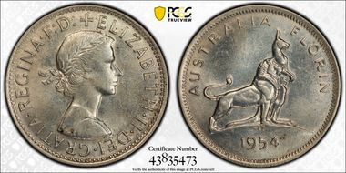 1954(m) Florin Royal Visit KM-55  Ag MS62