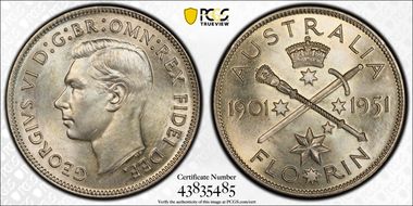 1951(m) Florin Jubilee KM-47  Ag MS64