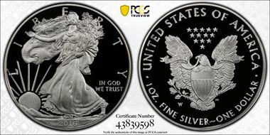 2016-W $1 Silver Eagle 30th Anniversary Lettered Edge PR69DCAM