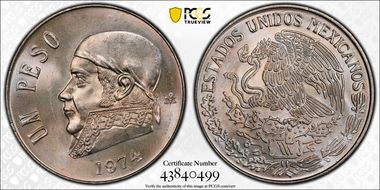 1974-Mo Peso KM-460 MS65