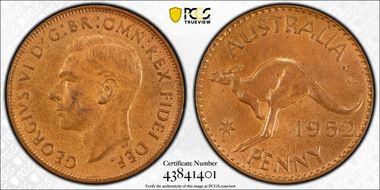 1952 A. (p) 1D London Reverse MS63RB