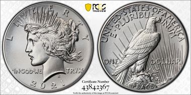 2021 $1 Peace Dollar 100th Anniversary MS70
