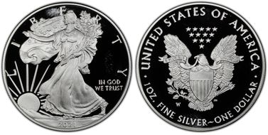 2021-W  $1 Silver Eagle - Type 1 First Day of Issue PR69DCAM