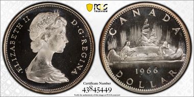 1966 S$1 Large Beads Ag PL67DCAM