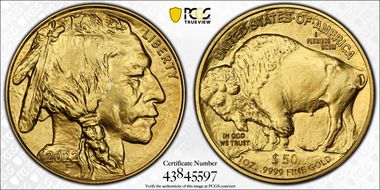 2022 $50 American Buffalo .9999 Fine Gold MS70