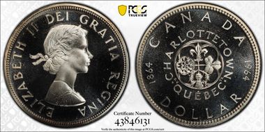 1964 S$1 Confederation Ag PL67CAM