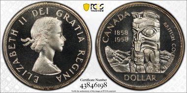 1958 S$1 British Columbia PL67CAM