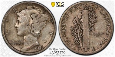 1921-D 10C VF20