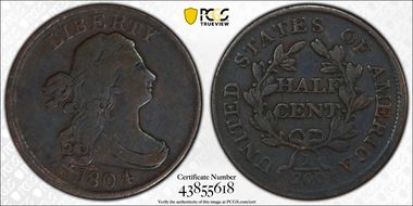 1804 1/2C Plain 4, No Stems F12BN