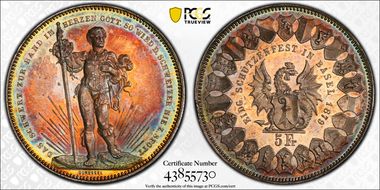 1879 5 Fr Basel R-92b MS63