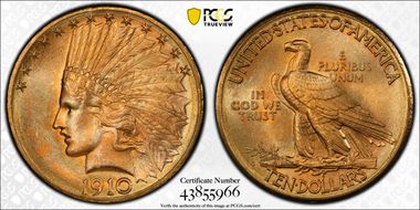 1910-D $10 MS66