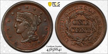 1847 1C MS65BN