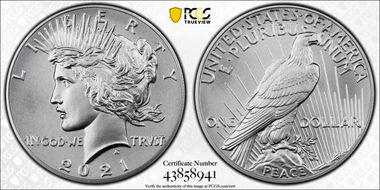 2021 $1 Peace Dollar 100th Anniversary MS70