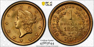 1853-O G$1 MS63