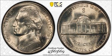 1943-S 5C MS66FS