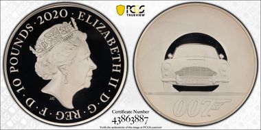 2020 £10 007 Aston Martin DB5 5 Ounce Silver PR69DCAM