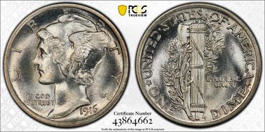 1916 10C Mercury MS66FB