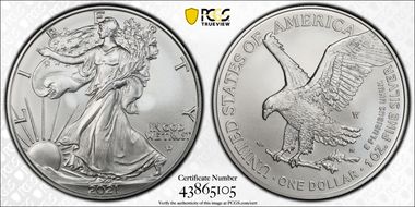 2021-W $1 Burnished Silver Eagle-Type 2 SP70