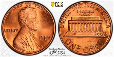 1982 1C Zinc Large Date MS67RD