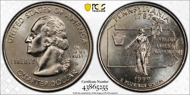 1999-D 25C Pennsylvania MS66