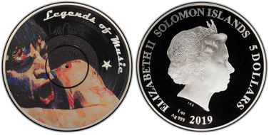 2019 $5 Mick Jagger, by Sid Maurer Legends of Music PR69DCAM