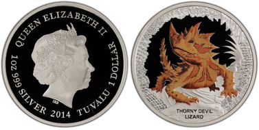 2014 $1 Thorny Devil Lizard PR69DCAM