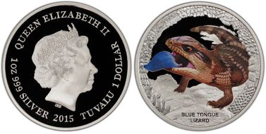 2015 $1 Blue Tongue Lizard PR70DCAM