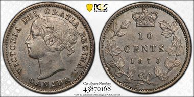 1870 10C Narrow 0/0 AU53