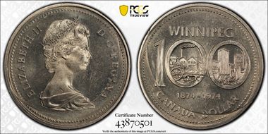 1974 $1 Winnipeg - Single Yoke MS64