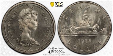 1975 $1 Voyageur Attached Jewels MS65