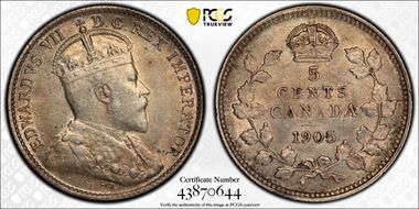 1905 5C Narrow Date AU58