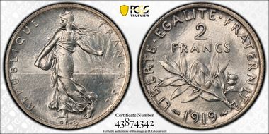 1919 2 Fr Gad-532 F-266 MS64