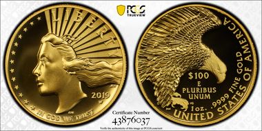 2019-W $100 High Relief Enhanced .9999 Fine SP70PL