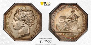 "1877" Jeton Rouen Notaries Corne MS63