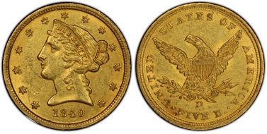 1840-D $5 Tall D MS61