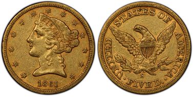 1861-S $5 XF45