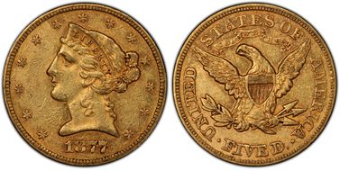 1877 $5 AU55