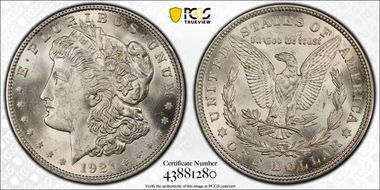 1921 $1 Morgan MS63