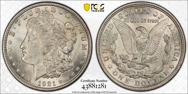 1921 $1 Morgan MS63