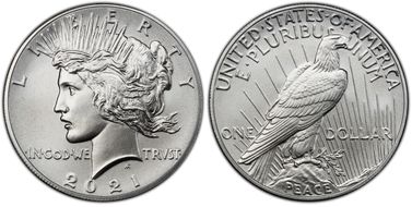 2021 $1 Peace Dollar 100th Anniversary MS70