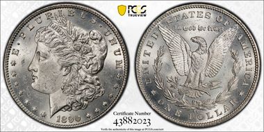 1890-CC $1 VAM 4, Tailbar MS62