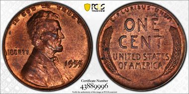 1955 1C Doubled Die Obverse MS62RB