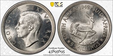 1949 5 Shil KM-40.1  Ag MS64