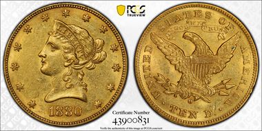 1880-O $10 AU58+